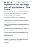 ETA Fiber Optic Installer Certification - Study Guide(This study guide focuses on the major themes found in the ETA Fiber Optic Installer Exam)With Correct Answers.