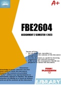 FBE2604 ASSIGNMENT 2 SEMESTER 1 2023