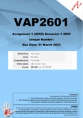 VAP2601 Assignment 1 (QUIZ) Semester 1 2024