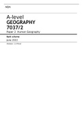 A-level GEOGRAPHY 7037/2 Paper 2 Human Geography Mark scheme June 2022 Version: 1.0 Final