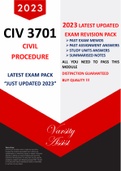 CIV3701 "2023" Latest Exam Pack (Updated 2023) Past Memos (Inc. Oct 22' Exam ) Assignment Solutions/Notes (Buy Quality!!) 