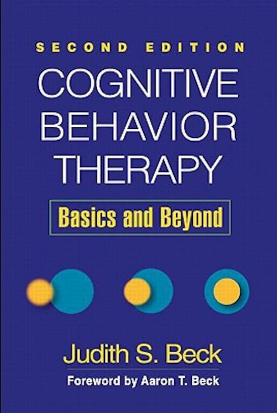 Summary Cognitive Behavior Therapy (Articles, Book) 